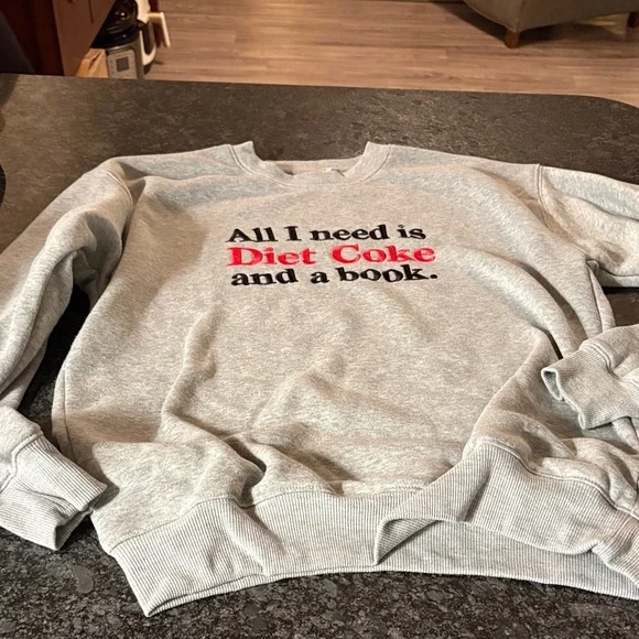 Gray Diet Coke Sweatshirt with Fun Text - Picture 1 of 4